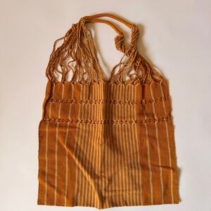 Orange Knitted Tote Bag